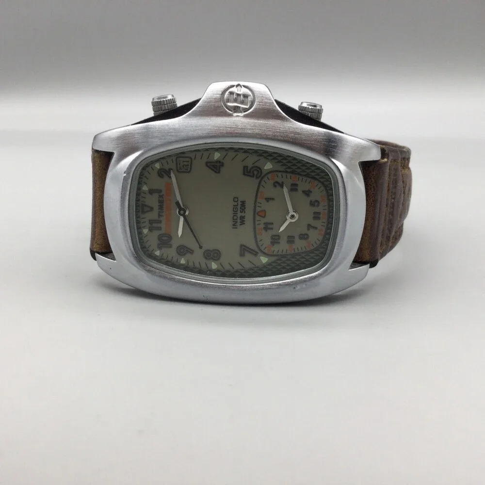 Timex Expedition Dual Time Watch Men 36mm Silver Tone BROKEN PARTS OR REPAIR - Picture 5 of 14